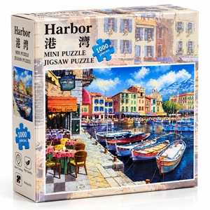 Cafe in Cassis Harbor 1000-Piece Micro Jigsaw Puzzle with Lettered Back, Full-Size Poster and Mesh Storage Bag 38 × 26 cm Educational Toy